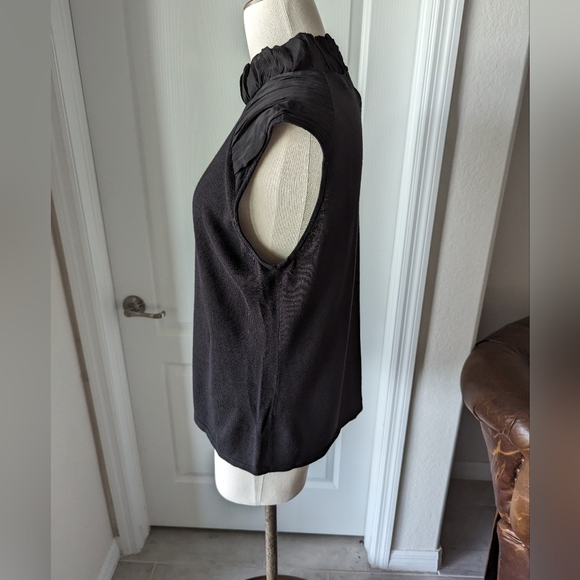 Sag Harbor Black Sleeveless Chiffon & Knit Mockneck Sweater - Picture 3 of 7